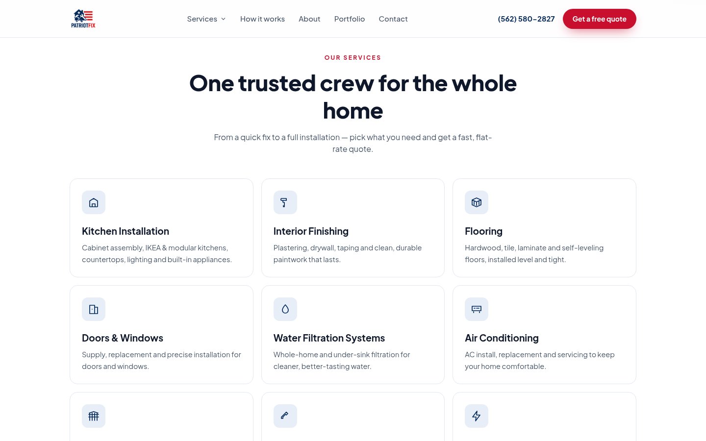 Services and the “how it works” steps — from a first call to a finished repair